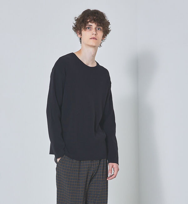 ABAHOUSE「【定番】総針 プルオーバー ニット」|ニット・セーター|ブラック