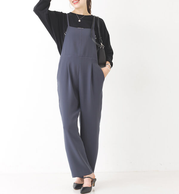 Rouge vif「ダブルクロス サロペット」|オールインワン|チャコールグレー