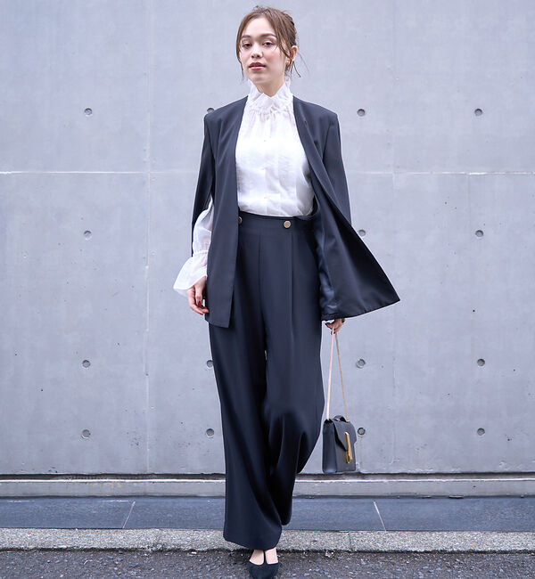 Rouge vif「ノーカラースリットスリーブジャケット」|ノーカラージャケット|