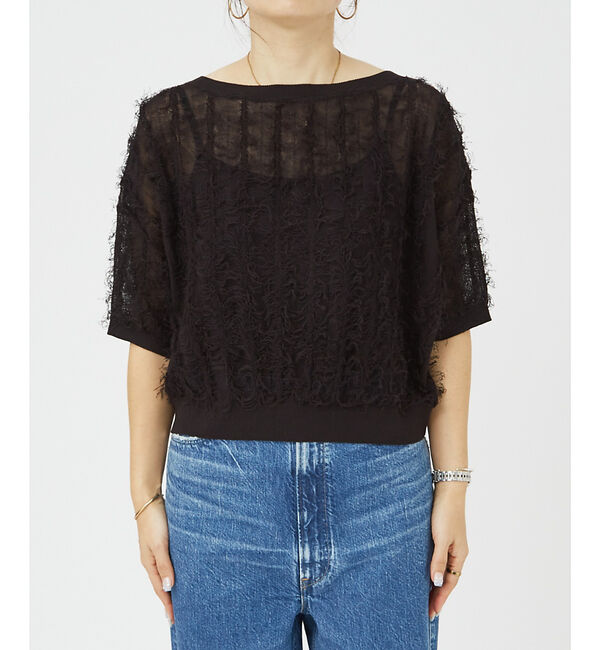 Rouge vif「シアーフリンジニット フレンチプルオーバー」|ニット・セーター|