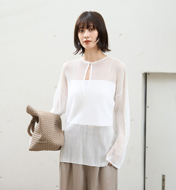 Rouge vif「スキッパー風透かしメッシュニット」|ニット・セーター|