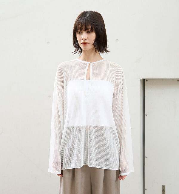 Rouge vif「スキッパー風透かしメッシュニット」|ニット・セーター|