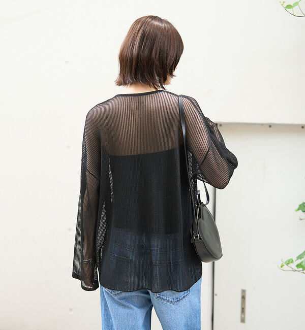 Rouge vif「スキッパー風透かしメッシュニット」|ニット・セーター|