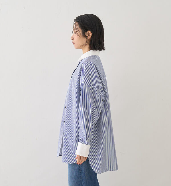 Rouge vif「コットンストライプクレリックシャツ」|シャツ・ブラウス|