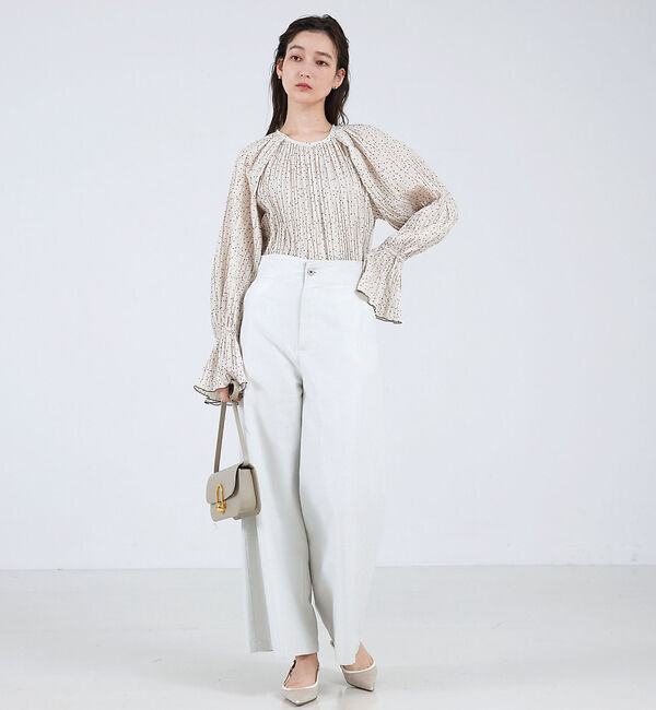 qualite「ドットプリーツブラウス」|シャツ・ブラウス|