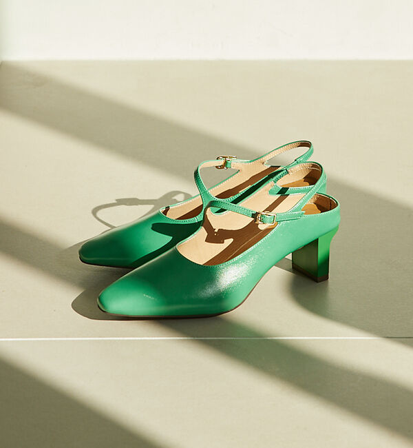 AU BANNISTER「バックオープンストラップパンプス」|サンダル|グリーン