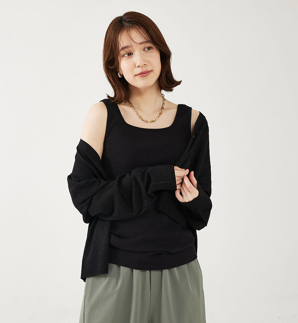 abahouse mavie「スクエアネック2WAYタンクトップ」|キャミソール|