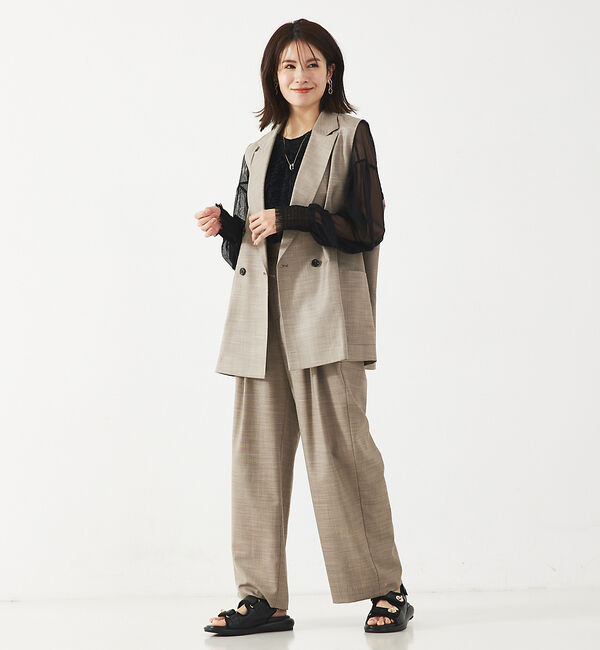 abahouse mavie「【LEE掲載・セットアップ対応】メランジ調ストレートパンツ/リネンライクタックス」|その他|