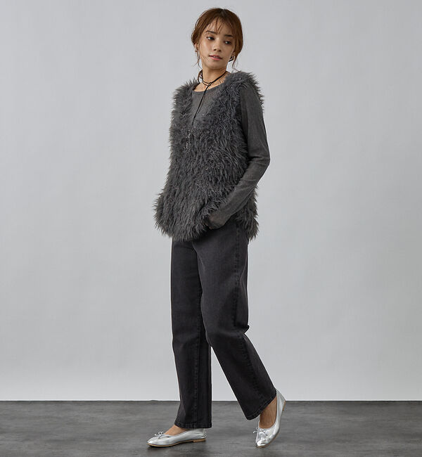 abahouse mavie「フェザーチュールヤーンニットベスト」|ベスト・ジレ|