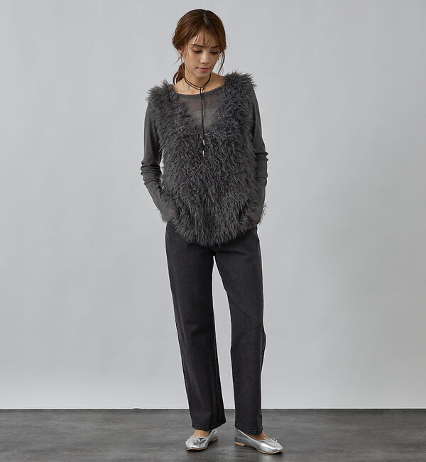 abahouse mavie「フェザーチュールヤーンニットベスト」|ベスト・ジレ|