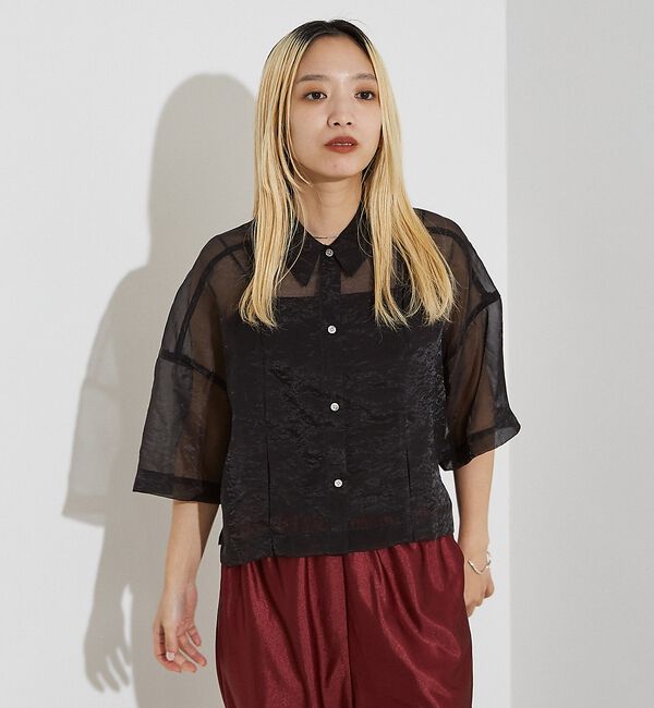 NOMINE「ハーフスリーブ シアー シャツ」|シャツ・ブラウス|