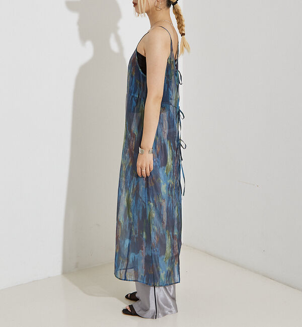 NOMINE「【前後着用可】水彩アート ニュアンス柄 2WAY シアー キャミワンピース ロン」|ワンピース|