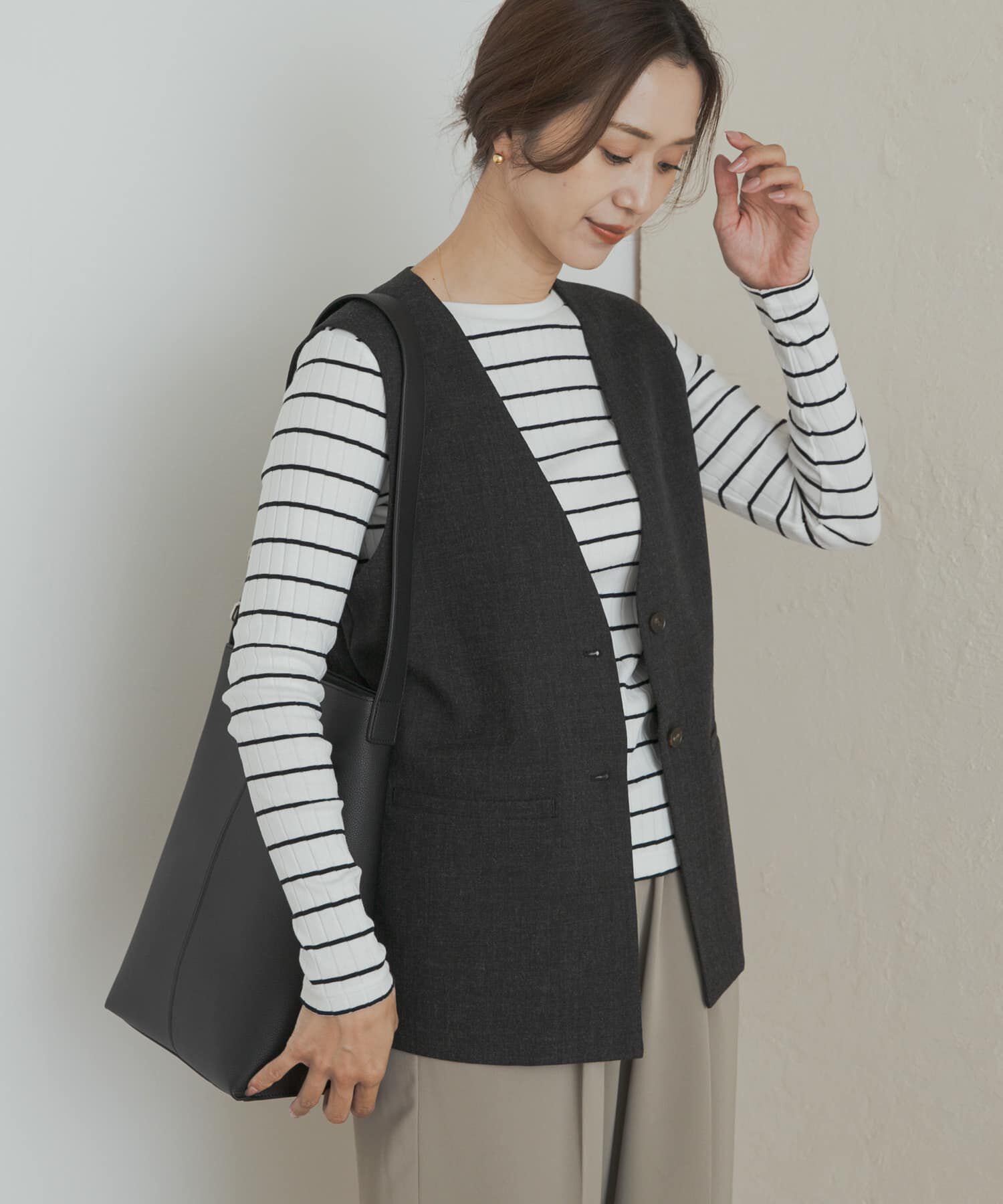 URBAN RESEARCH DOORS「ノーカラージレ」|ノーカラーコート|