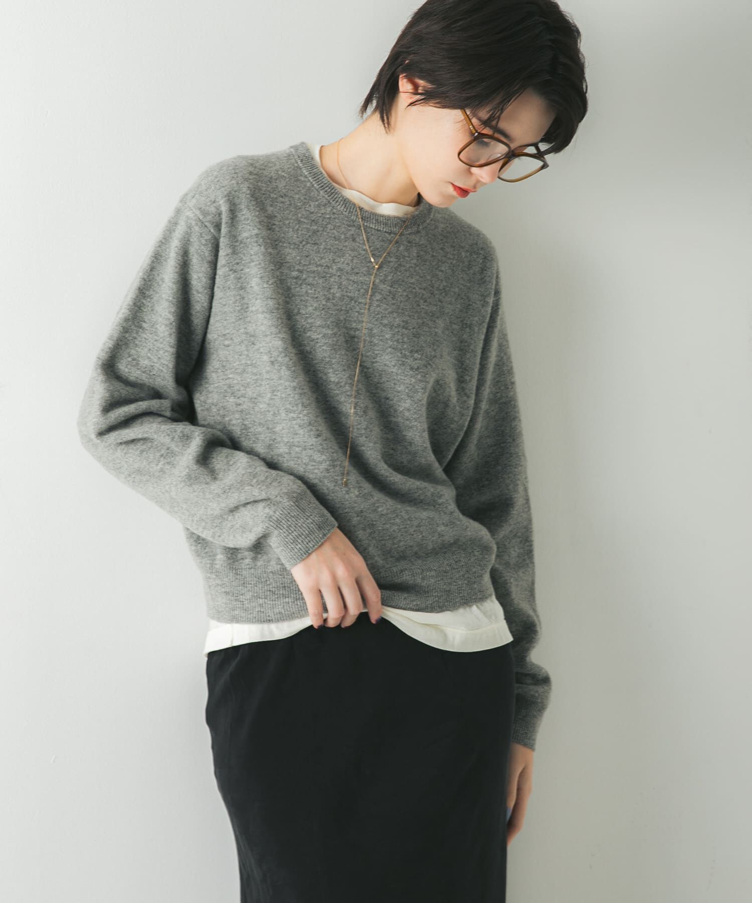 URBAN RESEARCH「ウール100 クルーネックソフトニット」|ニット・セーター|グレー