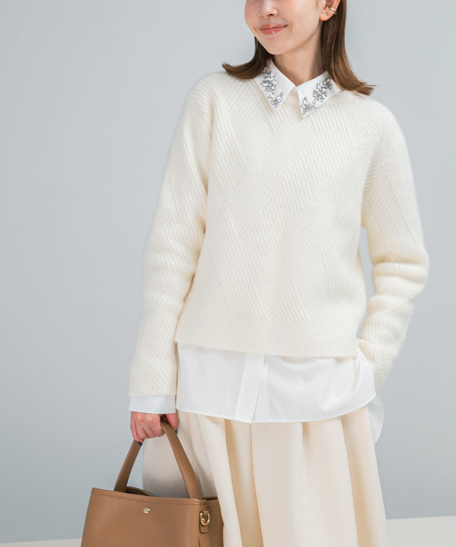 URBAN RESEARCH ROSSO「2WAYビジュー付オーバーシャツ」|シャツ・ブラウス|