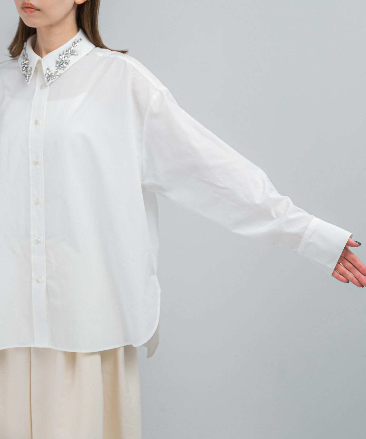 URBAN RESEARCH ROSSO「2WAYビジュー付オーバーシャツ」|シャツ・ブラウス|