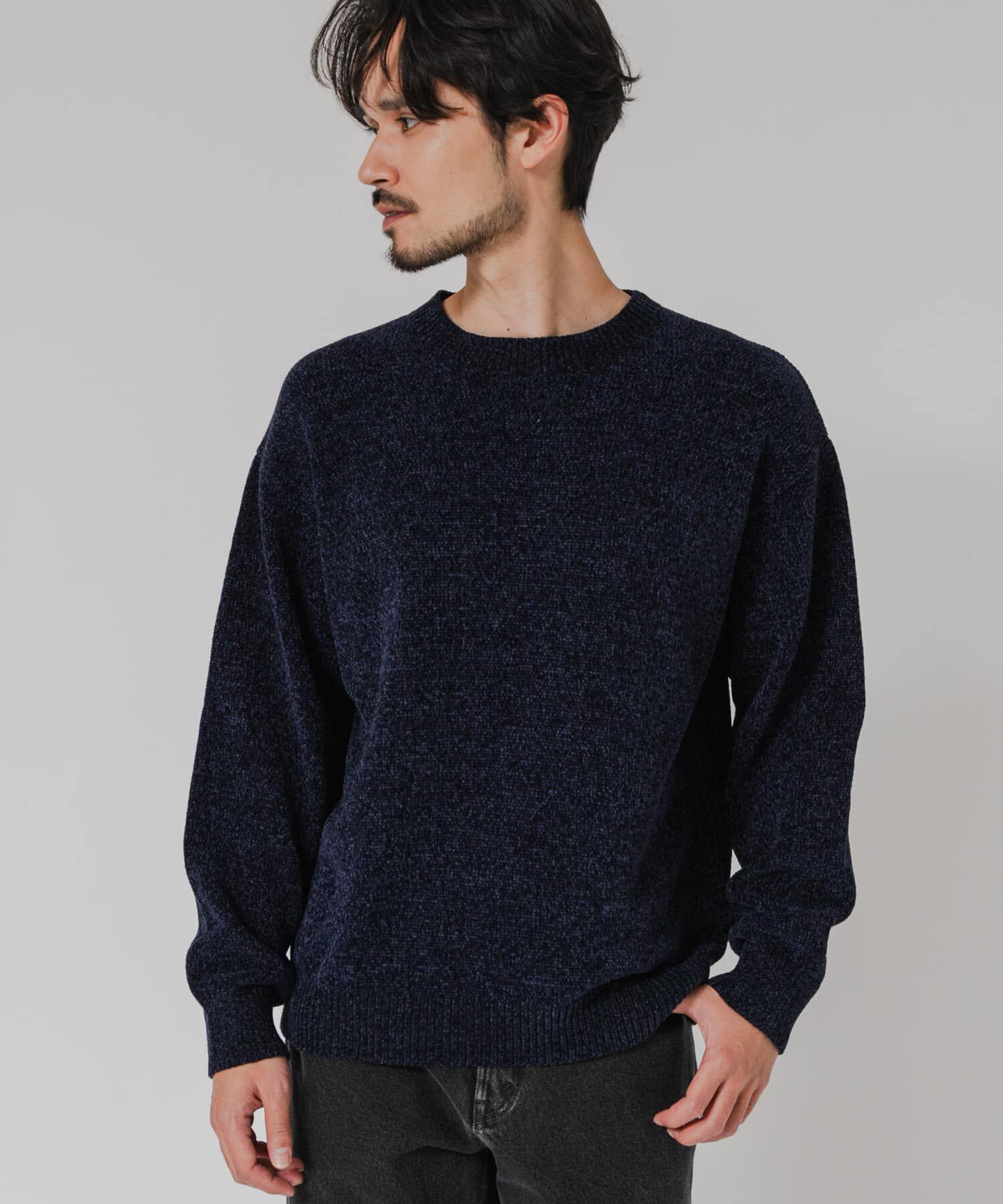 URBAN RESEARCH「ローゲージモールニット」|ニット・セーター|ネイビー