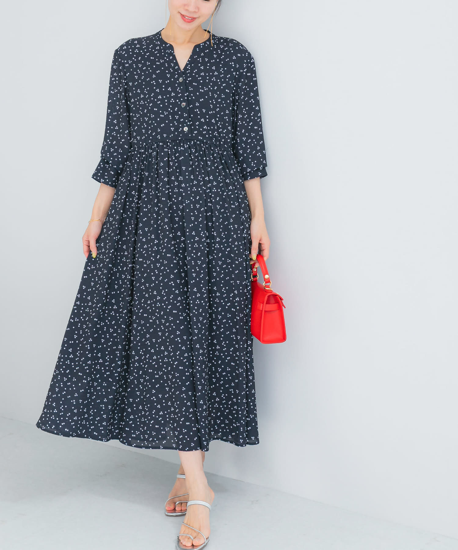 URBAN RESEARCH ROSSO「『WEB限定』ランダムドットボリュームワンピース」|ワンピース|