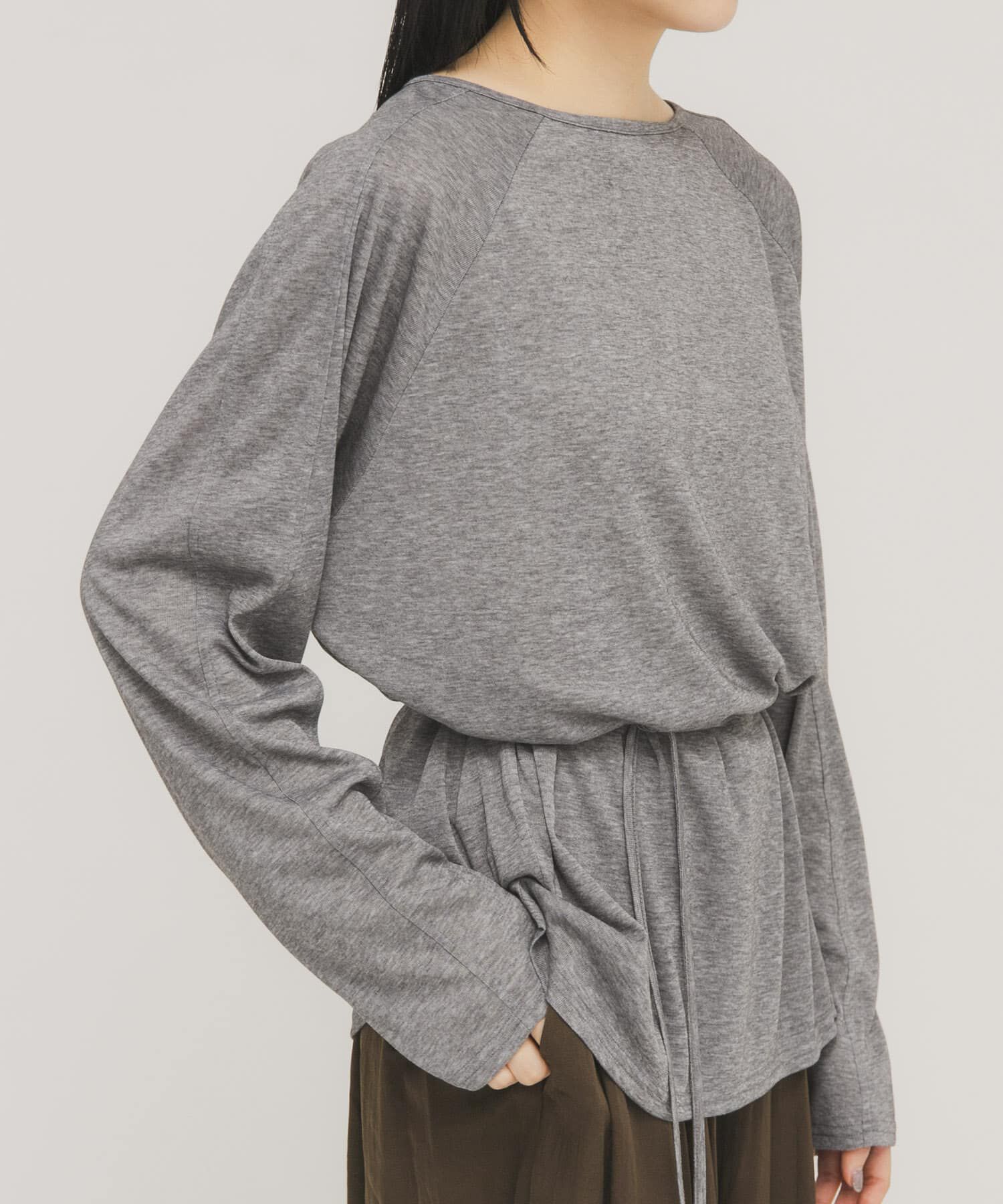  「ルーズシアートップス+ストラップ」|Tシャツ・カットソー|グレー系その他