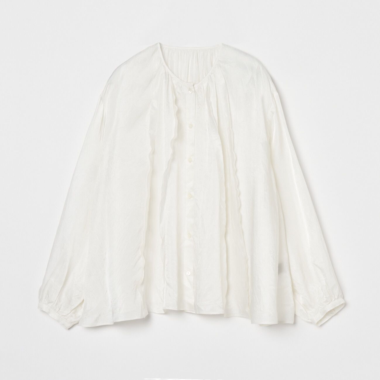 HELIOPOLE「HELIOPOLE CREPE SHEER GATHERED BLOUSE」|シャツ・ブラウス|ホワイト