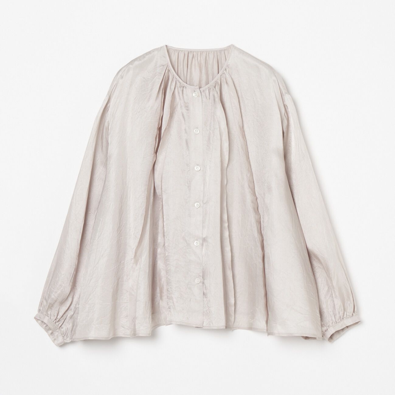 HELIOPOLE「HELIOPOLE CREPE SHEER GATHERED BLOUSE」|シャツ・ブラウス|グレー