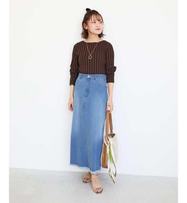  「リメイク風ラメデニムスカート」|スカート|