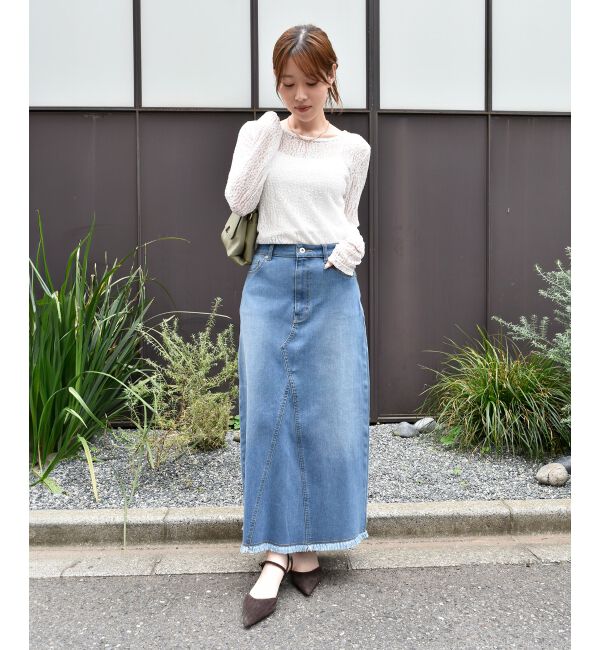  「リメイク風ラメデニムスカート」|スカート|