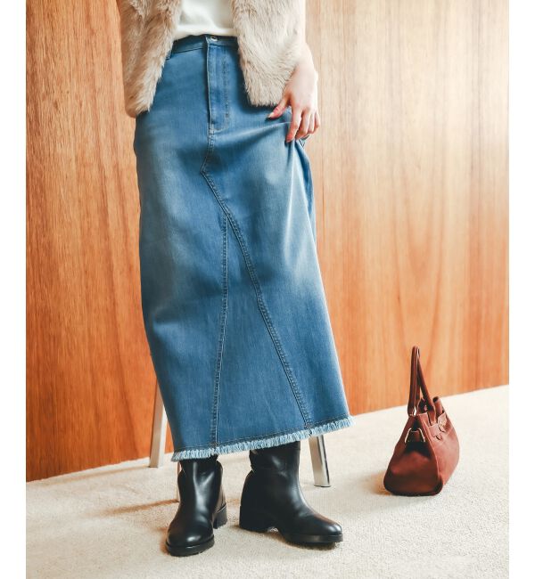  「リメイク風ラメデニムスカート」|スカート|