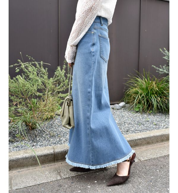  「リメイク風ラメデニムスカート」|スカート|