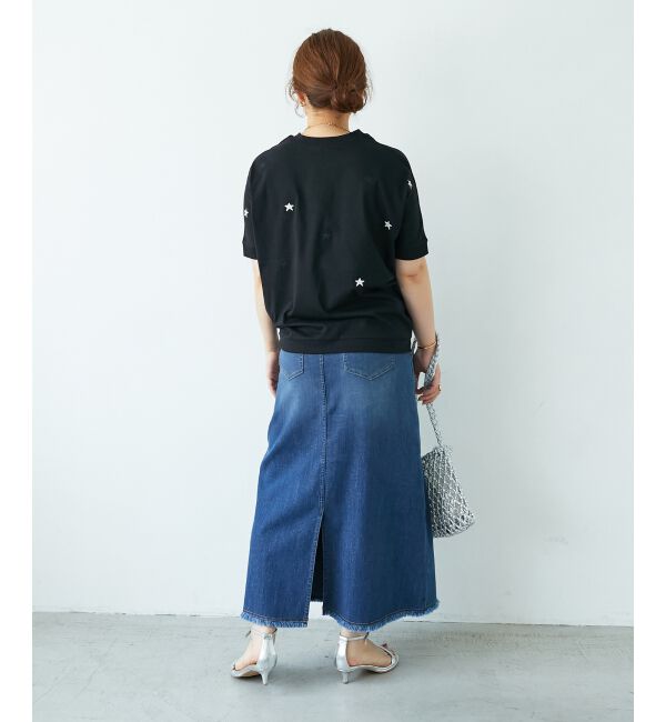  「リメイク風ラメデニムスカート」|スカート|