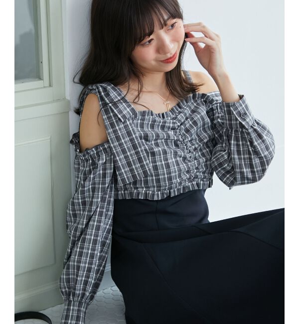  「2way肩リボンドッキングワンピ」|ワンピース|