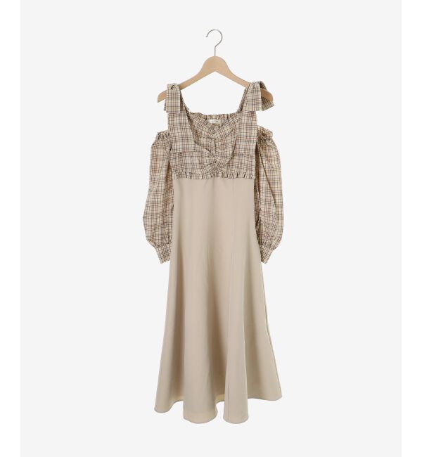  「2way肩リボンドッキングワンピ」|ワンピース|