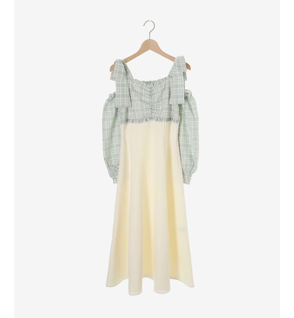  「2way肩リボンドッキングワンピ」|ワンピース|