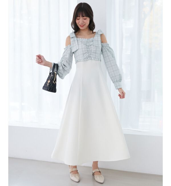  「2way肩リボンドッキングワンピ」|ワンピース|