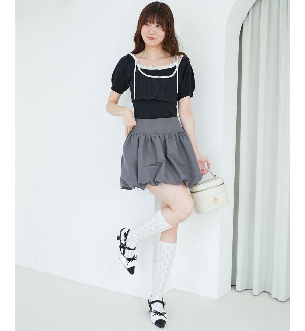  「キャミ＆バイカラークロップドカーデ」|カーディガン|