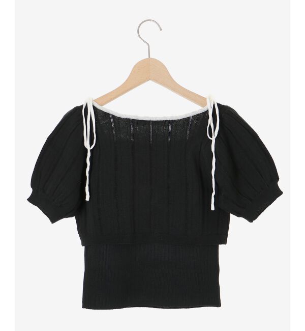  「キャミ＆バイカラークロップドカーデ」|カーディガン|