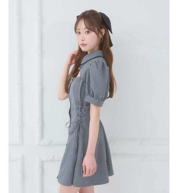  「デコルテオープンミニシャツワンピ」|ワンピース|