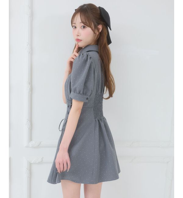  「デコルテオープンミニシャツワンピ」|ワンピース|