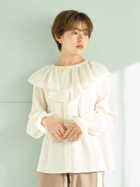 earth music&ecology「フリルカラーブラウス」|シャツ・ブラウス|