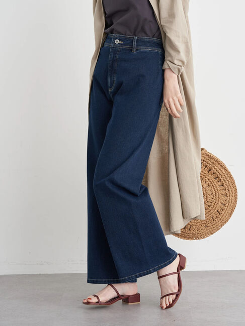 earth music&ecology「カンフィフィットワイドデニムパンツ」|その他|ダークインディゴ