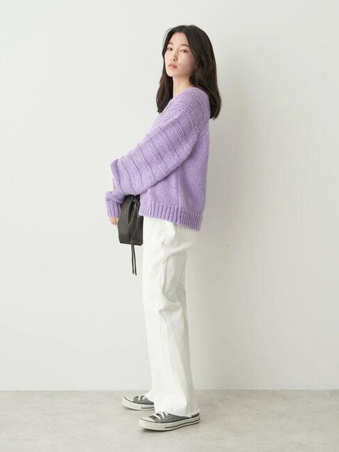 earth music&ecology「袖ガーター編みニットプルオーバー」|ニット・セーター|