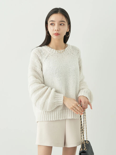 earth music&ecology「袖ガーター編みニットプルオーバー」|ニット・セーター|