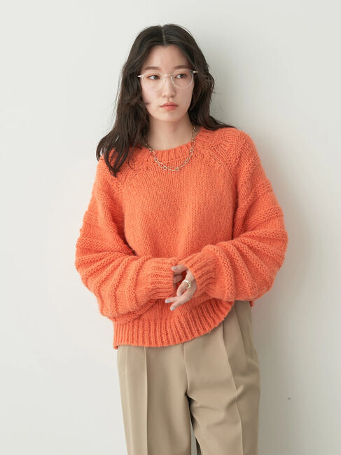 earth music&ecology「袖ガーター編みニットプルオーバー」|ニット・セーター|