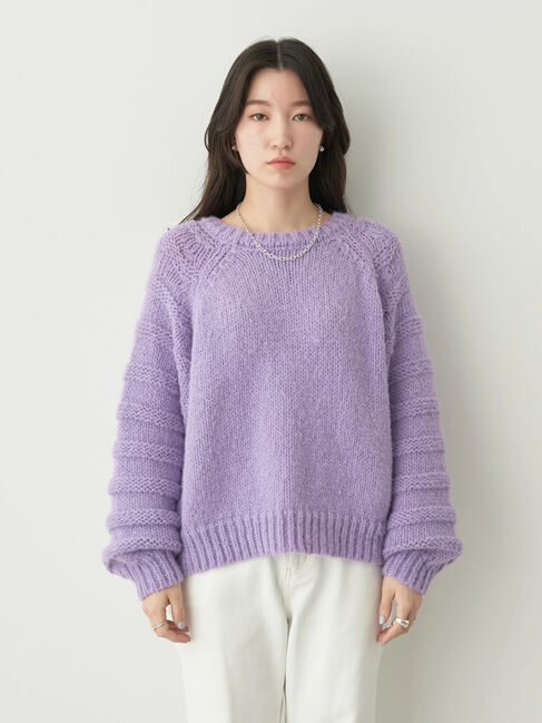 earth music&ecology「袖ガーター編みニットプルオーバー」|ニット・セーター|