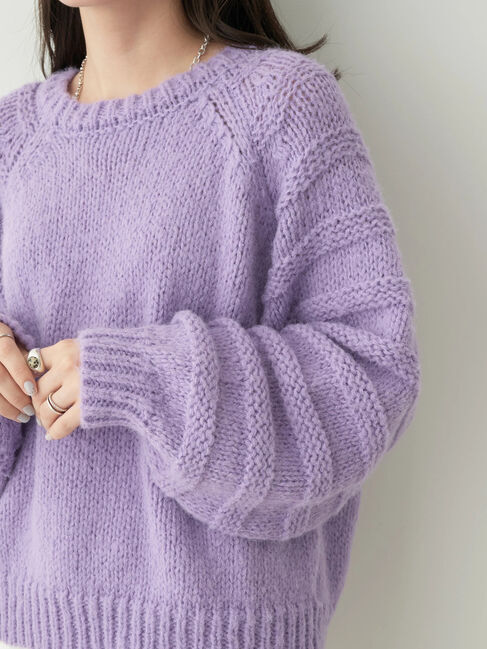 earth music&ecology「袖ガーター編みニットプルオーバー」|ニット・セーター|