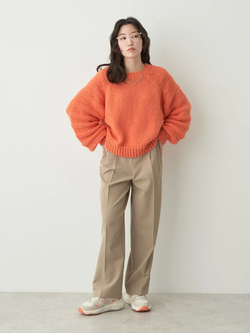 earth music&ecology「袖ガーター編みニットプルオーバー」|ニット・セーター|