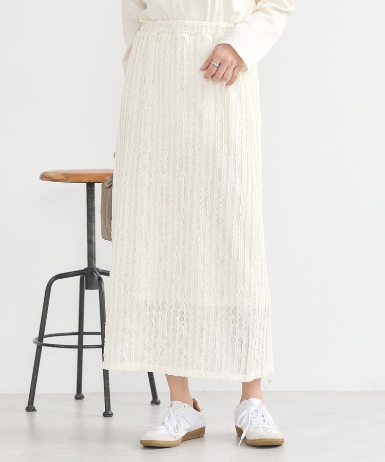 earth music&ecology「ベルティカルフリルナロースカート」|タイト|Off White