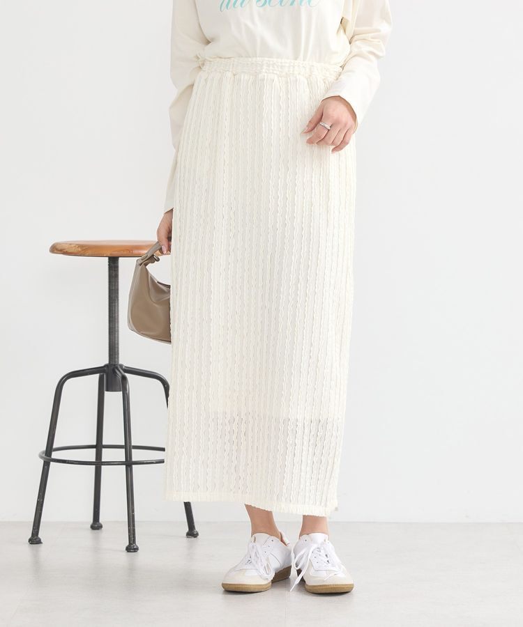 earth music&ecology「ベルティカルフリルナロースカート」|タイト|