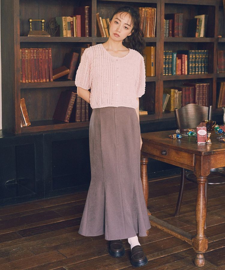 earth music&ecology「ミニフリルカットレースアンサンブル」|カーディガン|