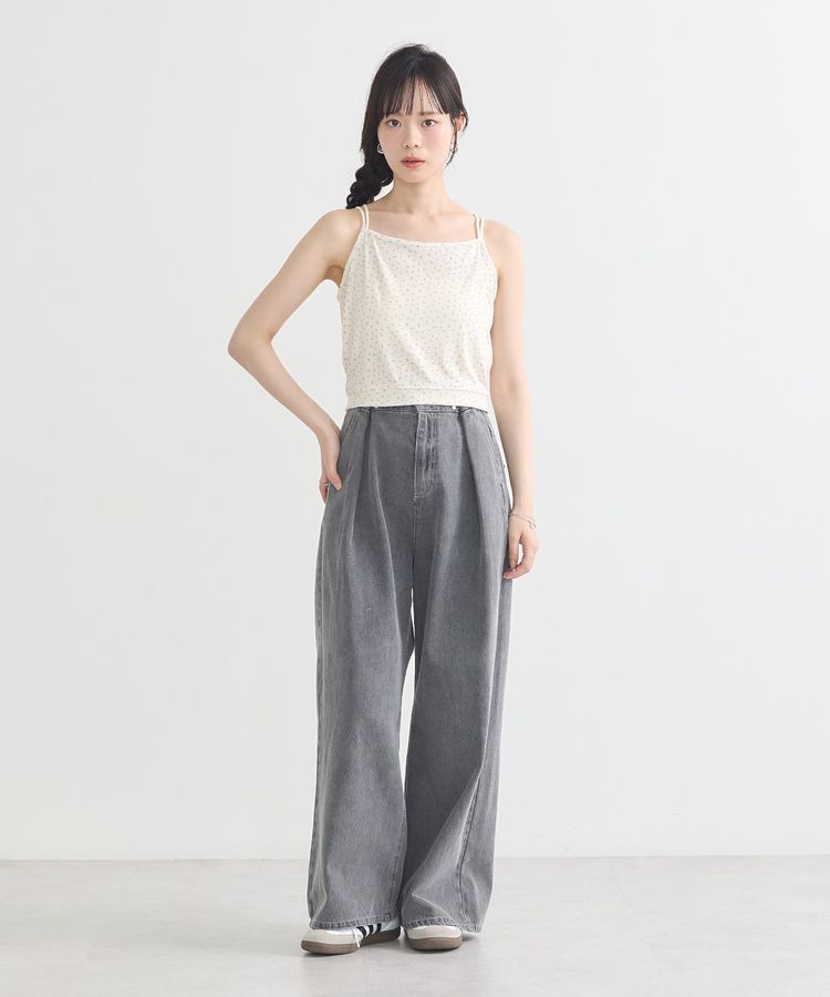 earth music&ecology「ダブルストラップパターンメッシュキャミソール」|インナー|